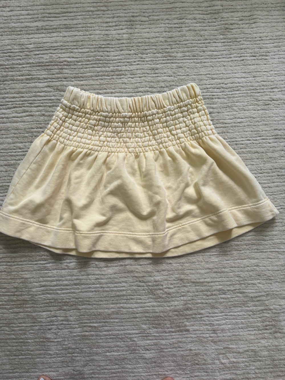 aerie Cream Yellow Smocked Waist Mini Skirt